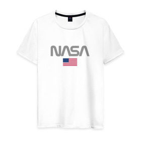 Мужская футболка хлопок с принтом Nasa USA в Петрозаводске, 100% хлопок | прямой крой, круглый вырез горловины, длина до линии бедер, слегка спущенное плечо. | nasa | space | usa | звезды | космос | наса | планеты