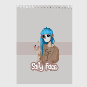 Скетчбук с принтом Sally Face в Петрозаводске, 100% бумага
 | 48 листов, плотность листов — 100 г/м2, плотность картонной обложки — 250 г/м2. Листы скреплены сверху удобной пружинной спиралью | blue | diane | face | fisher | gizmo | henry | johnson | killer | larry | sally | генри | гизмо | джонсон | диана | ларри | лицо | салли | фейс | фишер