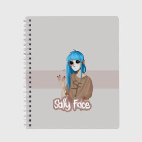 Тетрадь с принтом Sally Face в Петрозаводске, 100% бумага | 48 листов, плотность листов — 60 г/м2, плотность картонной обложки — 250 г/м2. Листы скреплены сбоку удобной пружинной спиралью. Уголки страниц и обложки скругленные. Цвет линий — светло-серый
 | blue | diane | face | fisher | gizmo | henry | johnson | killer | larry | sally | генри | гизмо | джонсон | диана | ларри | лицо | салли | фейс | фишер