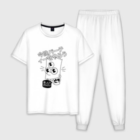 Мужская пижама хлопок с принтом Барт Симпсон в Петрозаводске, 100% хлопок | брюки и футболка прямого кроя, без карманов, на брюках мягкая резинка на поясе и по низу штанин
 | the simpsons | барт | иероглифы | китайские иероглифы | китайский | симпсон | симпсоны