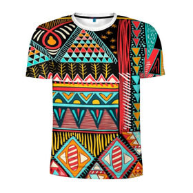 Мужская футболка 3D спортивная с принтом Африканский стиль в Петрозаводске, 100% полиэстер с улучшенными характеристиками | приталенный силуэт, круглая горловина, широкие плечи, сужается к линии бедра | africa | african | pattern | style | trend | африка | африканский стиль | геометрия | мода | орнамент | паттерн | стиль | тренд