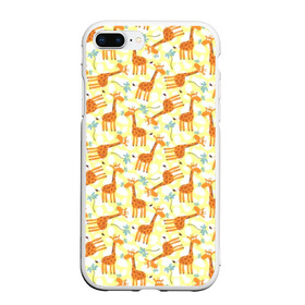 Чехол для iPhone 7Plus/8 Plus матовый с принтом Жирафики в Петрозаводске, Силикон | Область печати: задняя сторона чехла, без боковых панелей | giraffe | pattern | животные | жираф | паттерн | текстура