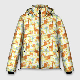 Мужская зимняя куртка 3D с принтом Жирафики в Петрозаводске, верх — 100% полиэстер; подкладка — 100% полиэстер; утеплитель — 100% полиэстер | длина ниже бедра, свободный силуэт Оверсайз. Есть воротник-стойка, отстегивающийся капюшон и ветрозащитная планка. 

Боковые карманы с листочкой на кнопках и внутренний карман на молнии. | giraffe | pattern | животные | жираф | паттерн | текстура