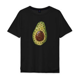 Мужская футболка хлопок Oversize с принтом Авокадо в Петрозаводске, 100% хлопок | свободный крой, круглый ворот, “спинка” длиннее передней части | вкусняшка | графика | жиры | зож | косточка | мозаика | овощ | паззл | пазл | плод | пп | правильное питание | фитоняшка | фрагменты | фрукт