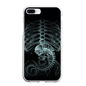 Чехол для iPhone 7Plus/8 Plus матовый с принтом Чужой на Рентгене в Петрозаводске, Силикон | Область печати: задняя сторона чехла, без боковых панелей | alien | больница | больной | внутренний мир | врач | клиника | кости | пациент | ребра | рентген | скелет | снимок | хищник