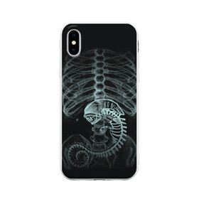 Чехол для iPhone X матовый с принтом Чужой на Рентгене в Петрозаводске, Силикон | Печать на задней стороне чехла, без боковой панели | alien | больница | больной | внутренний мир | врач | клиника | кости | пациент | ребра | рентген | скелет | снимок | хищник