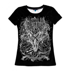 Женская футболка 3D с принтом Lamb of God в Петрозаводске, 100% полиэфир ( синтетическое хлопкоподобное полотно) | прямой крой, круглый вырез горловины, длина до линии бедер | death metal | lamb of god | log | грув метал | группы | метал | музыка | рок | трэш