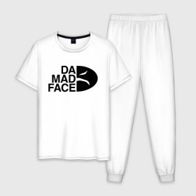 Мужская пижама хлопок с принтом Da Mad Face в Петрозаводске, 100% хлопок | брюки и футболка прямого кроя, без карманов, на брюках мягкая резинка на поясе и по низу штанин
 | 