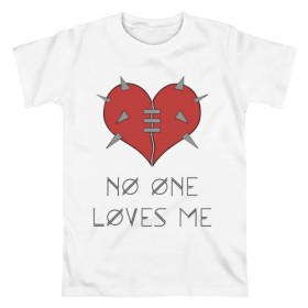 Мужская футболка хлопок с принтом No One Loves Me в Петрозаводске, 100% хлопок | прямой крой, круглый вырез горловины, длина до линии бедер, слегка спущенное плечо. | Тематика изображения на принте: 