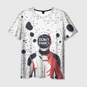Мужская футболка 3D с принтом Без паники в Петрозаводске, 100% полиэфир | прямой крой, круглый вырез горловины, длина до линии бедер | dont panic | falcon heavy | spacex | tesla | астронавт | без паники | звезды | илон | илон маск | космонавт | космос | манекен | марс | маск | ракета | тесла