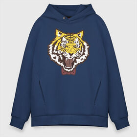 Мужское худи Oversize хлопок с принтом Yuri Plisetsky Style Tiger в Петрозаводске, френч-терри — 70% хлопок, 30% полиэстер. Мягкий теплый начес внутри —100% хлопок | боковые карманы, эластичные манжеты и нижняя кромка, капюшон на магнитной кнопке | Тематика изображения на принте: tiger | yuri on ice | yuri plisetsky | тигр | юри на льду | юрий плисецкий