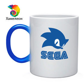 Кружка хамелеон с принтом Sonic Sega в Петрозаводске, керамика | меняет цвет при нагревании, емкость 330 мл | sega | sonic | еж соник | сега | соник