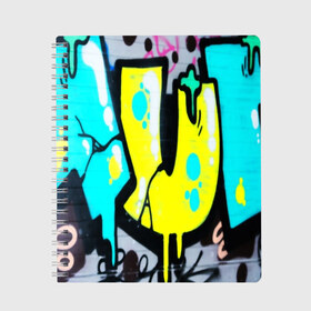 Тетрадь с принтом Кислотный арт в Петрозаводске, 100% бумага | 48 листов, плотность листов — 60 г/м2, плотность картонной обложки — 250 г/м2. Листы скреплены сбоку удобной пружинной спиралью. Уголки страниц и обложки скругленные. Цвет линий — светло-серый
 | Тематика изображения на принте: grafiti | paint | street art | urban | город | граффити | искусство | кирпичи | краски | рисунки | стена | улицы | уличное искусство