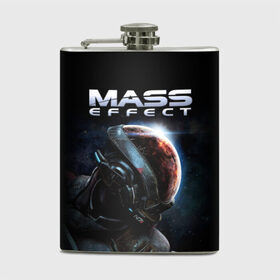 Фляга с принтом Mass Effect в Петрозаводске, металлический корпус | емкость 0,22 л, размер 125 х 94 мм. Виниловая наклейка запечатывается полностью | andromeda | n7 | игры | компьютерные игры | масс эффект
