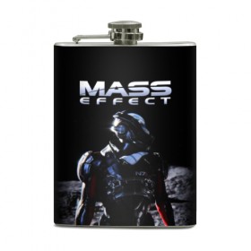 Фляга с принтом Mass Effect в Петрозаводске, металлический корпус | емкость 0,22 л, размер 125 х 94 мм. Виниловая наклейка запечатывается полностью | 