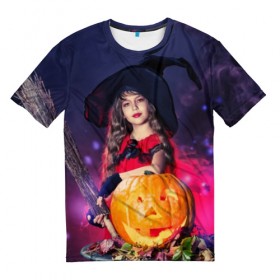 Мужская футболка 3D с принтом Маленькая ведьма в Петрозаводске, 100% полиэфир | прямой крой, круглый вырез горловины, длина до линии бедер | beautiful | crimson | cute | dress | girl | gloves | hair | halloween | hat | holiday | little | long | night | pumpkin | red | smoke | witch | ведьма | волосы | д | девочка | держит | дым | красивая | красная | маленькая | малиновый | метла | милая | ноч