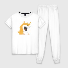 Женская пижама хлопок с принтом Хомяк в Петрозаводске, 100% хлопок | брюки и футболка прямого кроя, без карманов, на брюках мягкая резинка на поясе и по низу штанин | hamster | хомяк | хомяки