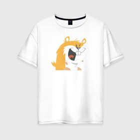 Женская футболка хлопок Oversize с принтом Хомяк в Петрозаводске, 100% хлопок | свободный крой, круглый ворот, спущенный рукав, длина до линии бедер
 | hamster | хомяк | хомяки