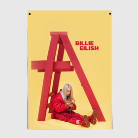 Постер с принтом Billie Eilish в Петрозаводске, 100% бумага
 | бумага, плотность 150 мг. Матовая, но за счет высокого коэффициента гладкости имеет небольшой блеск и дает на свету блики, но в отличии от глянцевой бумаги не покрыта лаком | bad guy | bellyache | billie eilish | bury a friend | ocean eyes | when we all fall asleep where do we go | билли айлиш | музыка | певица