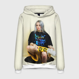 Мужская толстовка 3D с принтом Billie Eilish в Петрозаводске, 100% полиэстер | двухслойный капюшон со шнурком для регулировки, мягкие манжеты на рукавах и по низу толстовки, спереди карман-кенгуру с мягким внутренним слоем. | bad guy | bellyache | billie eilish | bury a friend | ocean eyes | when we all fall asleep where do we go | билли айлиш | музыка | певица