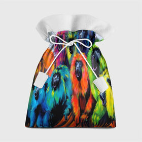 Подарочный 3D мешок с принтом Обезьянки в Петрозаводске, 100% полиэстер | Размер: 29*39 см | Тематика изображения на принте: 
