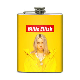 Фляга с принтом Billie Eilish в Петрозаводске, металлический корпус | емкость 0,22 л, размер 125 х 94 мм. Виниловая наклейка запечатывается полностью | bad guy | bellyache | billie eilish | bury a friend | ocean eyes | when we all fall asleep where do we go | билли айлиш | музыка | певица