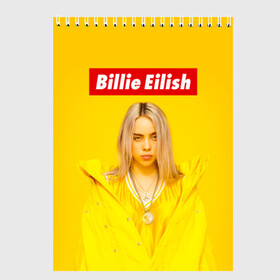 Скетчбук с принтом Billie Eilish в Петрозаводске, 100% бумага
 | 48 листов, плотность листов — 100 г/м2, плотность картонной обложки — 250 г/м2. Листы скреплены сверху удобной пружинной спиралью | bad guy | bellyache | billie eilish | bury a friend | ocean eyes | when we all fall asleep where do we go | билли айлиш | музыка | певица