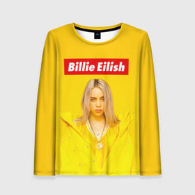 Женский лонгслив 3D с принтом Billie Eilish в Петрозаводске, 100% полиэстер | длинные рукава, круглый вырез горловины, полуприлегающий силуэт | bad guy | bellyache | billie eilish | bury a friend | ocean eyes | when we all fall asleep where do we go | билли айлиш | музыка | певица