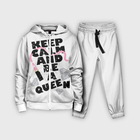 Детский костюм 3D с принтом Keep calm and be a queen в Петрозаводске,  |  | appeal | be | diamonds | faceted | font | inscription | keep calm | motto | pink | precious | princess | queen | slogan | stones | text | алмазы | блеск | бриллианты | будь | губн | девиз | драгоценные | камни | королева | лозунг | надпись | помада | приз