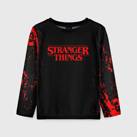 Детский лонгслив 3D с принтом STRANGER THINGS в Петрозаводске, 100% полиэстер | длинные рукава, круглый вырез горловины, полуприлегающий силуэт
 | 011 | eleven | friends don t lie | netflix | stranger things | демогоргон | нетфликс | одиннадцатая | очень странные дела | сезон 3 | сериалы