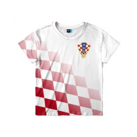 Детская футболка 3D с принтом Сборная Хорватии в Петрозаводске, 100% гипоаллергенный полиэфир | прямой крой, круглый вырез горловины, длина до линии бедер, чуть спущенное плечо, ткань немного тянется | croatia | hrvatska | сборная хорватии | сборная хорватии по футболу | сборные | форма | футбол | футбольные сборные | хорватия | хорватская сборная | чемпионат мира