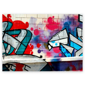 Поздравительная открытка с принтом graffiti в Петрозаводске, 100% бумага | плотность бумаги 280 г/м2, матовая, на обратной стороне линовка и место для марки
 | felipe pantone | grafiti | paint | street art | urban | город | граффити | искусство | кирпичи | краски | рисунки | стена | улицы | уличное искусство