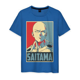 Мужская футболка хлопок с принтом Сайтама в Петрозаводске, 100% хлопок | прямой крой, круглый вырез горловины, длина до линии бедер, слегка спущенное плечо. | one punch man | saitama | аниме | манга | сайтама