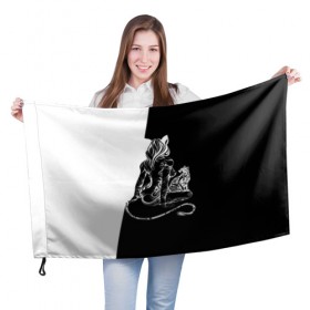 Флаг 3D с принтом Кошка в Петрозаводске, 100% полиэстер | плотность ткани — 95 г/м2, размер — 67 х 109 см. Принт наносится с одной стороны | женщина | кошка | тату