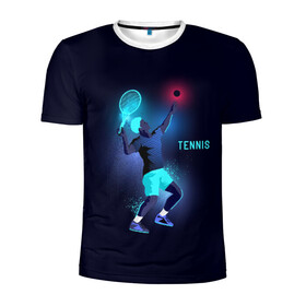 Мужская футболка 3D спортивная с принтом TENNIS NEON  в Петрозаводске, 100% полиэстер с улучшенными характеристиками | приталенный силуэт, круглая горловина, широкие плечи, сужается к линии бедра | neon | sport | tennis | неон | неоновый | спорт | спортсмен | теннис