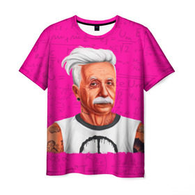 Мужская футболка 3D с принтом Альберт Эйнштейн хипстер в Петрозаводске, 100% полиэфир | прямой крой, круглый вырез горловины, длина до линии бедер | альберт | большого взрыва | ботаник | доктор наук | зигмунд | инштейн | наколки | нобель | премия | прическа | розовая | тату | татушка | теория | уравнения | усы | физика | формулы | хипстер | эйнштейн