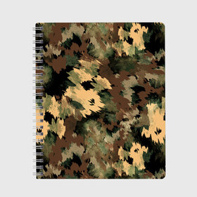 Тетрадь с принтом Камуфляж в Петрозаводске, 100% бумага | 48 листов, плотность листов — 60 г/м2, плотность картонной обложки — 250 г/м2. Листы скреплены сбоку удобной пружинной спиралью. Уголки страниц и обложки скругленные. Цвет линий — светло-серый
 | abstraction | army | autumn | brown | camouflage | disguise | fishing | green | khaki | nature | spots | абстракция | армия | зеленый | камуфляж | коричневый | маскировка | осень | охота | природа | пятна | рыбалка | хаки