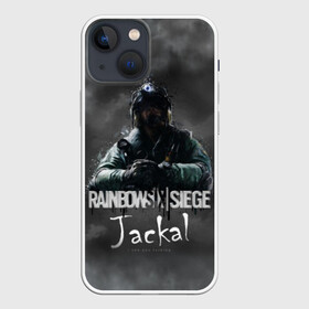 Чехол для iPhone 13 mini с принтом Jackal : Rainbow Six в Петрозаводске,  |  | Тематика изображения на принте: gameplay | mozzie | pvp | r6 | r6s | siege | герой | дым | огонь | осада | пламя | радуга | снайпер | сражения | туман | шутер