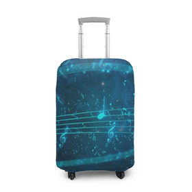 Чехол для чемодана 3D с принтом Музыкальные ноты в Петрозаводске, 86% полиэфир, 14% спандекс | двустороннее нанесение принта, прорези для ручек и колес | 