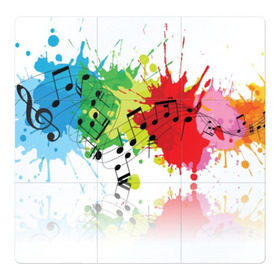 Магнитный плакат 3Х3 с принтом Ноты color в Петрозаводске, Полимерный материал с магнитным слоем | 9 деталей размером 9*9 см | music | абстракция | книга | листы | музыка | музыкальный | ноты | произведение | страница | тетрадь