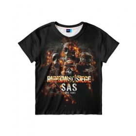 Детская футболка 3D с принтом SAS : Rainbow Six в Петрозаводске, 100% гипоаллергенный полиэфир | прямой крой, круглый вырез горловины, длина до линии бедер, чуть спущенное плечо, ткань немного тянется | gameplay | mozzie | pvp | r6 | r6s | siege | герой | дым | огонь | осада | пламя | радуга | снайпер | сражения | туман | шутер