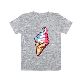 Детская футболка хлопок с принтом Ice Cream в Петрозаводске, 100% хлопок | круглый вырез горловины, полуприлегающий силуэт, длина до линии бедер | ice cream | мороженное | прикольный принт | принт футболка | рожок мороженного | футболка с принтом