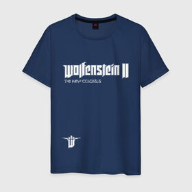 Мужская футболка хлопок с принтом Wolfenstein2: The New Colossus в Петрозаводске, 100% хлопок | прямой крой, круглый вырез горловины, длина до линии бедер, слегка спущенное плечо. | game | new colossus | new order | wolfenstein | youngblood | би джей | волчий камень | вольфенштайн | вольфенштейн | германия | игра | немец | шутер