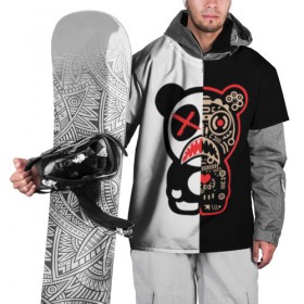 Накидка на куртку 3D с принтом Панда в Петрозаводске, 100% полиэстер |  | panda | streetwear | грустный | киборг | медведь | механизм | мода | разрез | улица | хип хоп