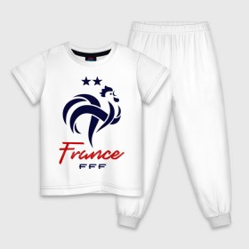 Детская пижама хлопок с принтом Сборная Франции в Петрозаводске, 100% хлопок |  брюки и футболка прямого кроя, без карманов, на брюках мягкая резинка на поясе и по низу штанин
 | fff | france | les bleus | les tricolores | сборная франции | сборная франции по футболу | форма | франузская | франузская сборная | франция | французы