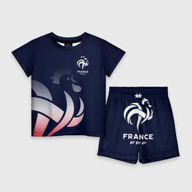 Детский костюм с шортами 3D с принтом Сборная Франции в Петрозаводске,  |  | fff | france | les bleus | les tricolores | сборная франции | сборная франции по футболу | форма | франузская | франузская сборная | франция | французы