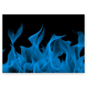 Поздравительная открытка с принтом Синий огонь в Петрозаводске, 100% бумага | плотность бумаги 280 г/м2, матовая, на обратной стороне линовка и место для марки
 | fire | flame | in fire | smoke | в огне | дым | огненный | огонь | текстуры
