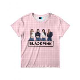 Детская футболка 3D с принтом Black Pink 2019 в Петрозаводске, 100% гипоаллергенный полиэфир | прямой крой, круглый вырез горловины, длина до линии бедер, чуть спущенное плечо, ткань немного тянется | 2019 | black | black pink | k pop | kill | kill this love | korea | logo | music | pink | pop | блек пинк | блэк пинк | газета | девушки | кпоп | лого | музыка | надпись | розовый