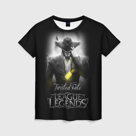Женская футболка 3D с принтом League of Legends,Twisted Fate в Петрозаводске, 100% полиэфир ( синтетическое хлопкоподобное полотно) | прямой крой, круглый вырез горловины, длина до линии бедер | league of legends | lol | twisted fate | игры | киберспорт | компьютерные игры | лига легенд | твистед фэйт