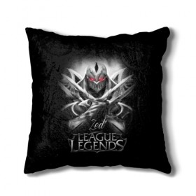 Подушка 3D с принтом League of Legends, Zed в Петрозаводске, наволочка – 100% полиэстер, наполнитель – холлофайбер (легкий наполнитель, не вызывает аллергию). | состоит из подушки и наволочки. Наволочка на молнии, легко снимается для стирки | league of legends | lol | zed | зед | игры | киберспорт | компьютерные игры | лига легенд